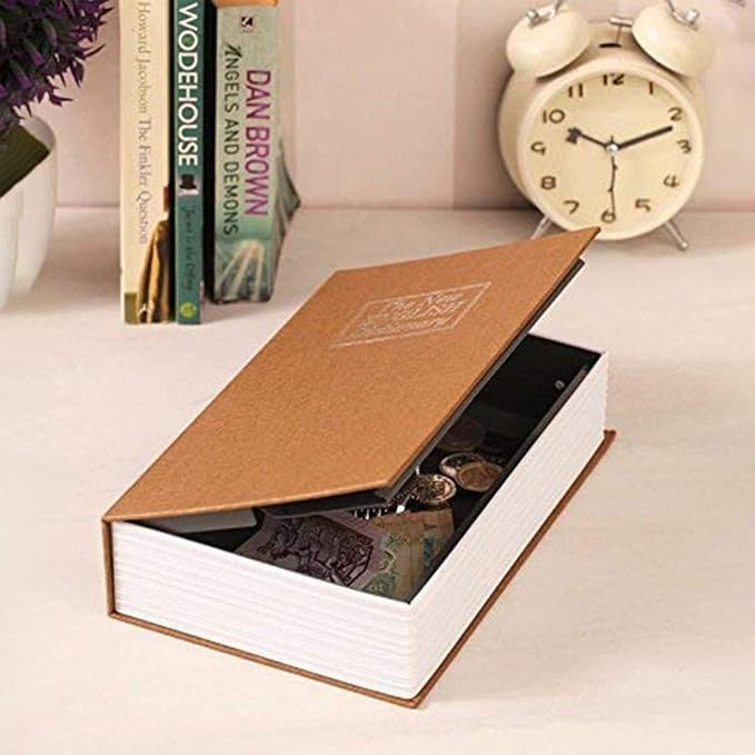 7AGAT hidden book safe with key lock, a dictionary-style diversion safe for cash, jewelry, passports, and valuables.
