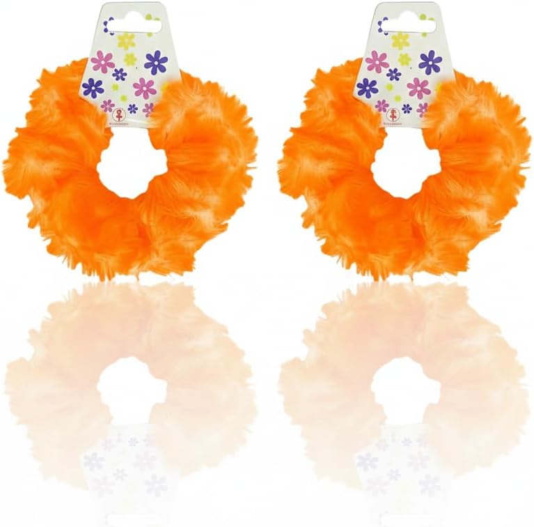 Two colorful faux fur ponytail holders by 7AGAT, soft and fluffy hair accessories for women and girls, in a pack of two.