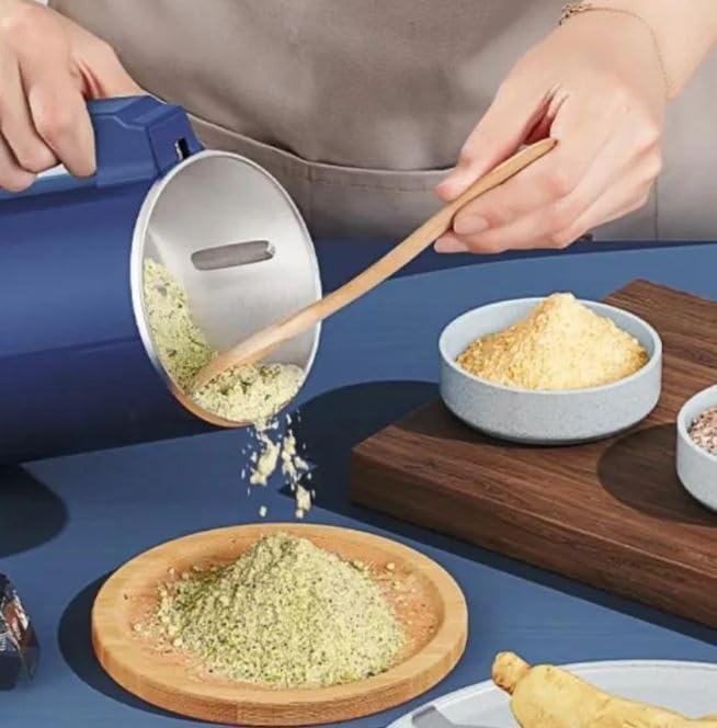 Blue 7AGAT electric spice and coffee grinder with stainless steel blades, compact design, 300W power and one-touch start.