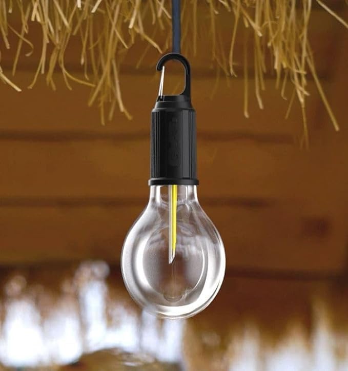 Rechargeable LED Light Bulb with Type-C Charging, 3 Lighting Modes and Hanging Hook for Home, Emergency and Camping