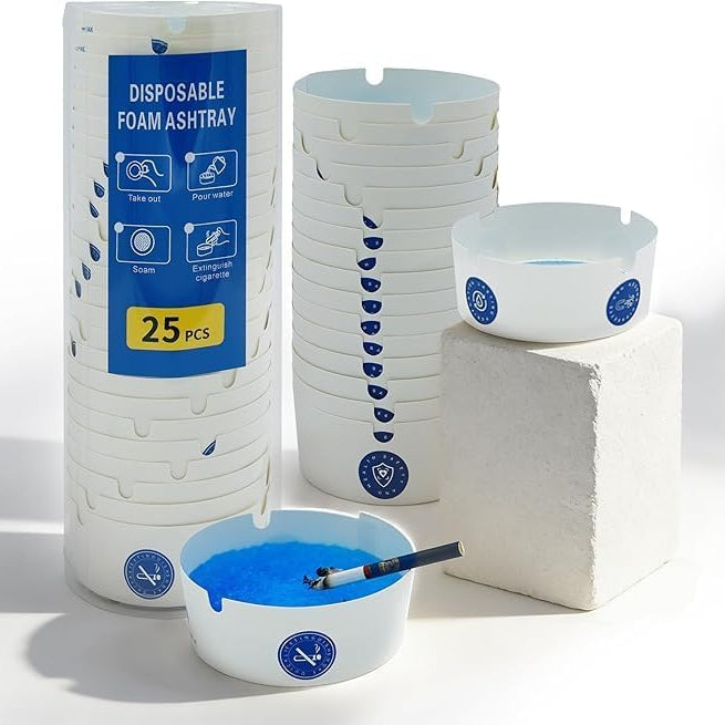 Set of 25 disposable paper ashtrays from 7AGAT, smokeless and odor-reducing, portable for indoor and outdoor use