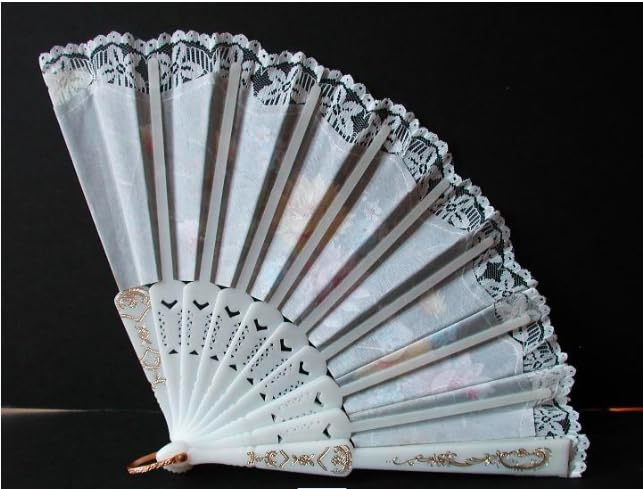 Elegant 7AGAT classic silk handheld folding fan with Chinese and Spanish design, ideal for weddings, parties, and home decor.