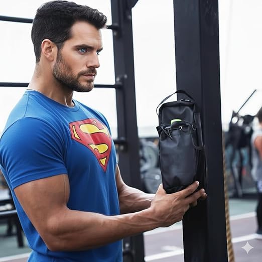 Black 7AGAT Magnetic Bag Company gym bottle bag with water-resistant fabric, multi-pocket organization, and adjustable strap.