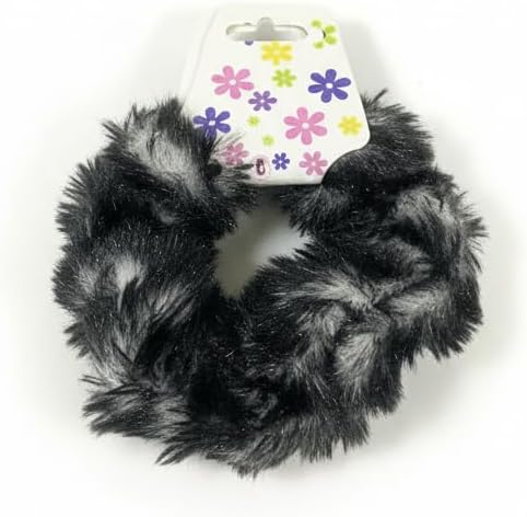 Colorful 7AGAT fluffy faux fur ponytail holders for women and girls, set of two soft, multi-colored hair accessories.