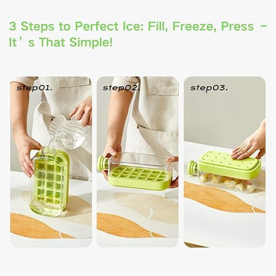 7AGAT 2-in-1 ice cube maker box with storage, multi-color design, built-in pouring spout, and easy release system for ice cubes