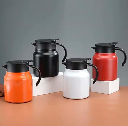 7AGAT stainless steel vacuum insulated thermal carafe with ergonomic handle, double wall insulation, for hot and cold beverages.