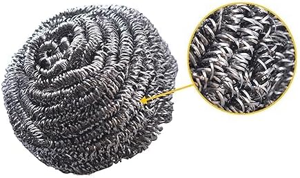 Set of 20 silver stainless steel scrubbers by 7AGAT, heavy-duty scouring pads for pots, pans, and BBQ grills, rust-resistant.