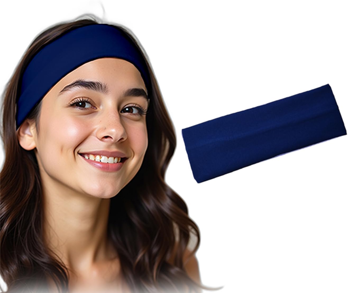 Black 7AGAT stretchy cotton headband with non-slip design, soft elastic hair band for women’s daily wear.