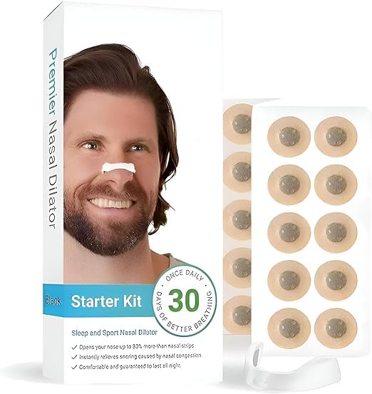 7AGAT Premium Nasal Dilator Strips, 30 count, support and braces for snoring relief and congestion reduction.