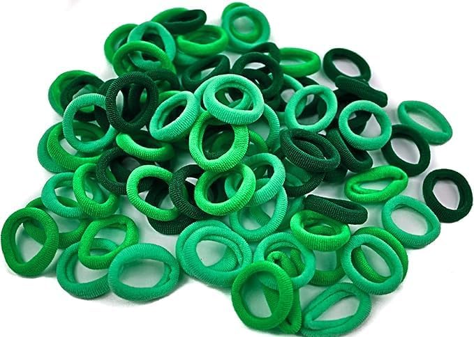 Set of 100 small baby hair ties by 7AGAT, elastic ponytail holders for girls, rubber bands for securing hair.