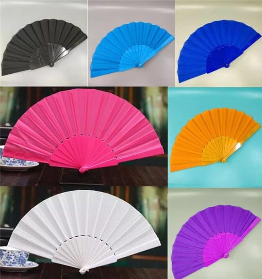 Elegant Chinese/Spanish style silk handheld folding fan by 7AGAT, perfect for weddings, parties, dance, and home decor.