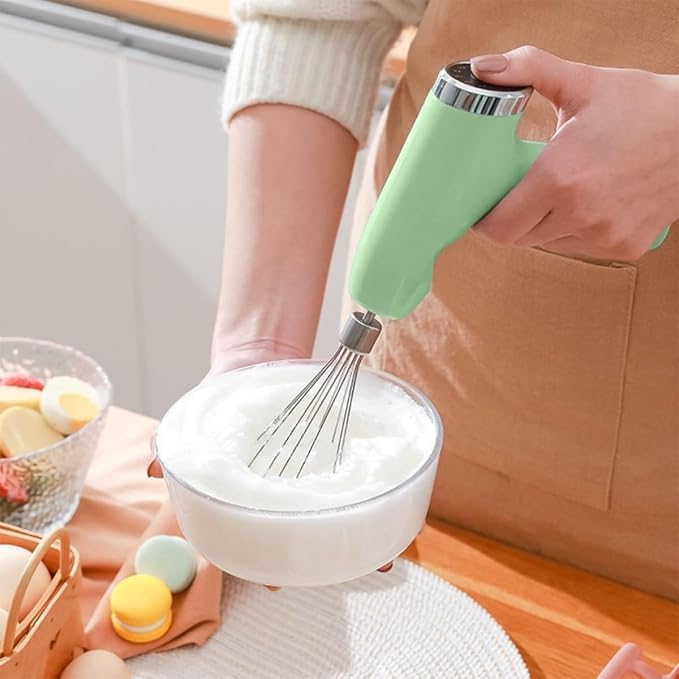 7AGAT cordless 3-in-1 electric hand mixer with garlic chopper, USB recharge, multi-speed, in multiple colors with 250ml bowl.