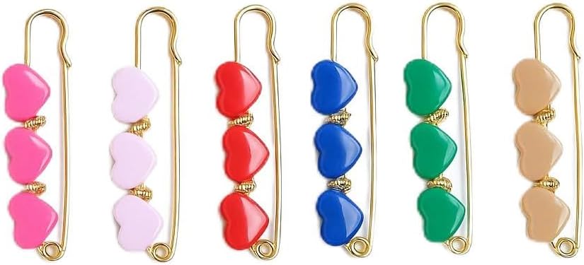 Decorative 7AGAT hijab pin with beaded design and crystal accents, stylish multi-purpose safety pin for accessories and scarves.