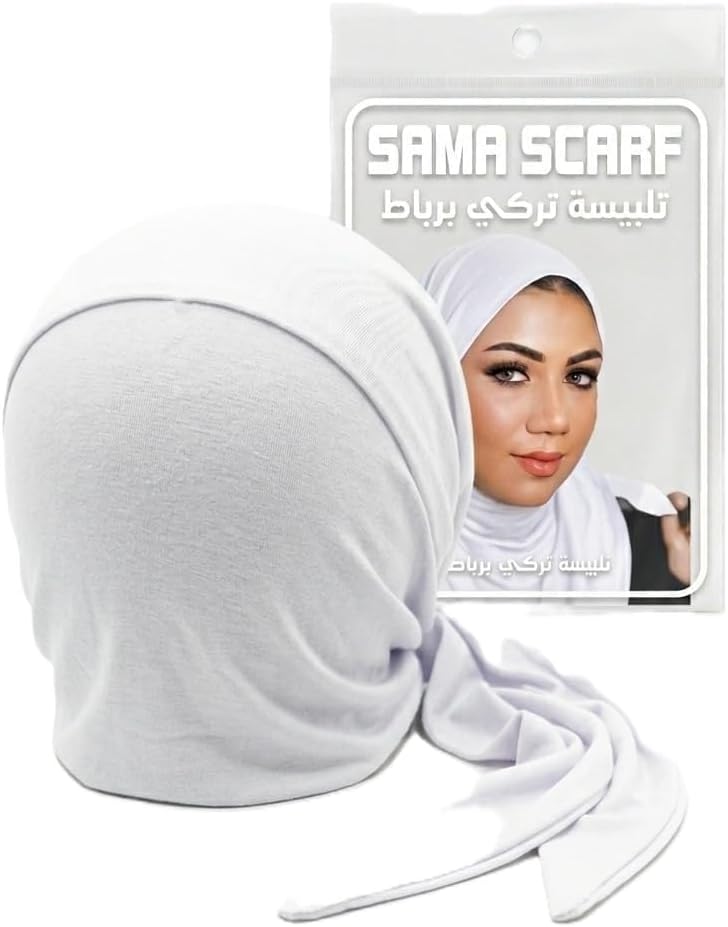 Turkish Sama scarf tie-back hijab bonnet by 7AGAT, non-slip adjustable under-scarf cap for women with secure fit and stylish design