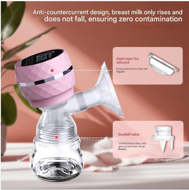 Pink BPA-free portable electric breast pump with 9 modes from 7AGAT, showing the compact design and control panel.