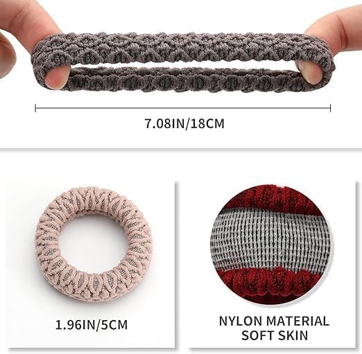 Multi-color braided hair ties for women and girls, thick elastic scrunchies with strong hold, gentle on hair, pack of 12 by 7AGAT.
