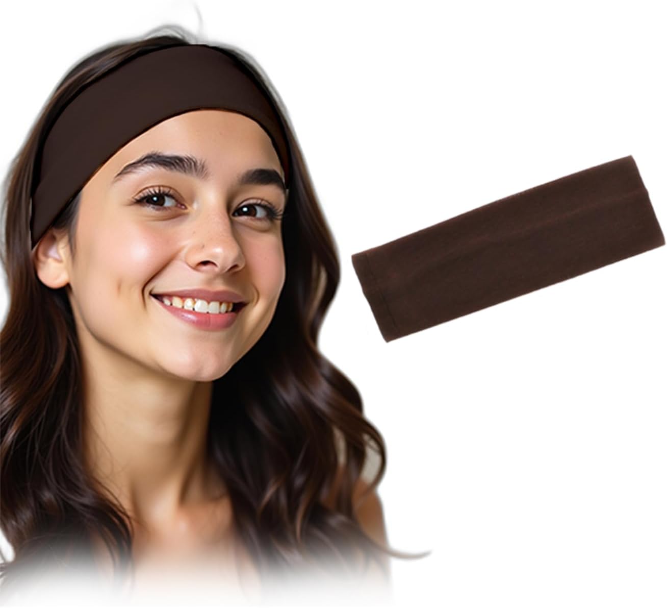 Black 7AGAT stretchy cotton headband for women, non-slip elastic hair band ideal for daily use and comfortable wear.