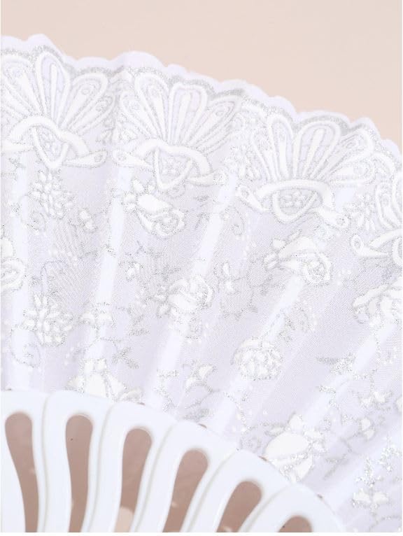 Elegant 7AGAT classic silk handheld folding fan with intricate design, ideal for weddings, parties, performances, and home decor.