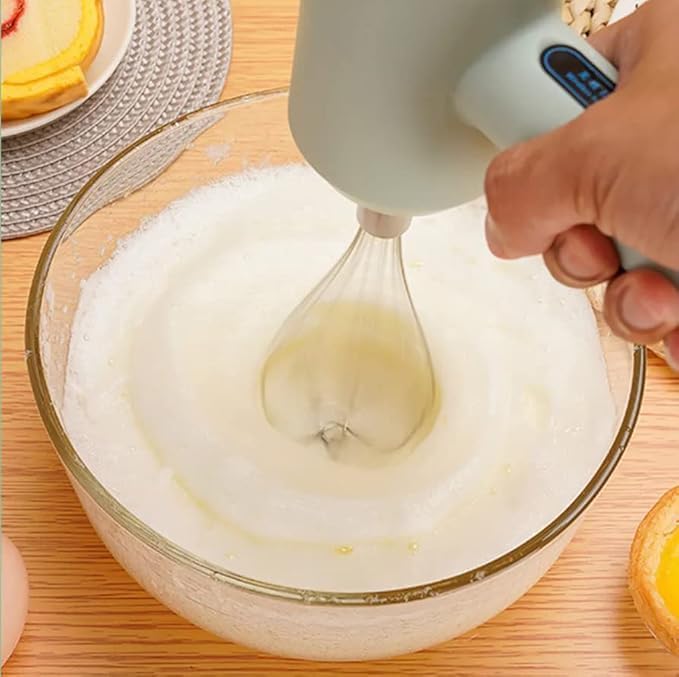 7AGAT wireless electric hand mixer with USB recharge, detachable rods, lightweight design, ideal for quick mixing tasks