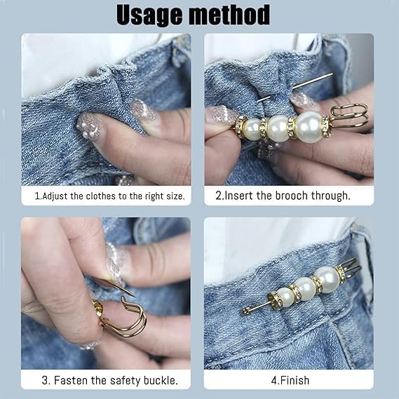 Decorative 7AGAT hijab pin with beaded design and crystal accents, stylish multi-purpose safety pin for accessories and clothing.