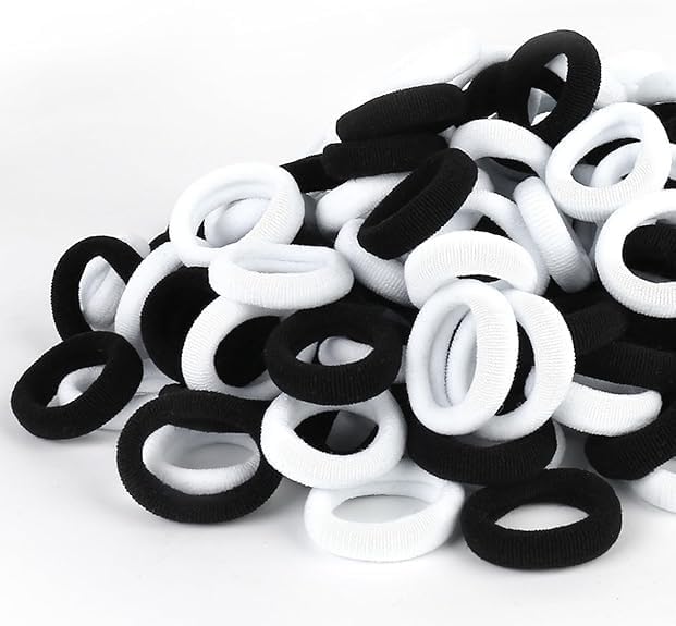 Set of 100 small baby hair ties by 7AGAT, elastic ponytail holders for girls with rubber bands and durable stretch design.