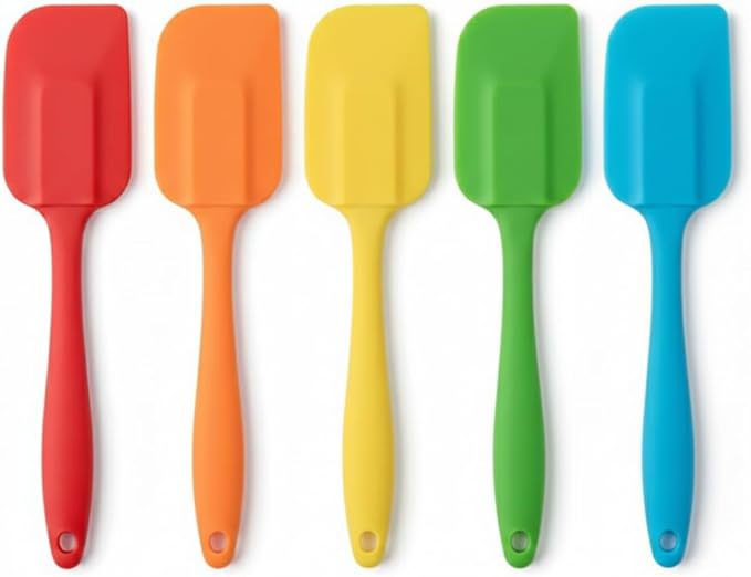 Colorful silicone spatula from 7AGAT Shopping, heat-resistant, non-stick flexible cooking utensil for kitchen use.