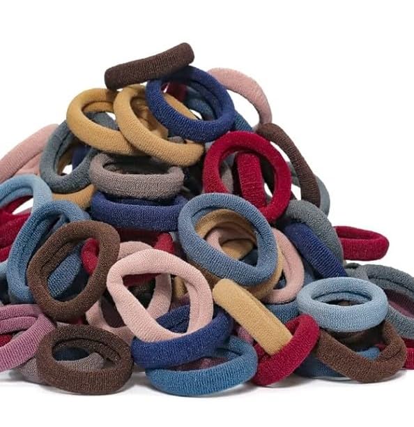 Set of 100 small baby hair ties by 7AGAT, elastic ponytail holders for girls with rubber bands for gentle, secure hairstyles.