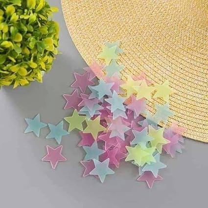 7AGAT glow in the dark star stickers set with 100 luminous wall decor pieces for kids' room ceiling and wall decoration.