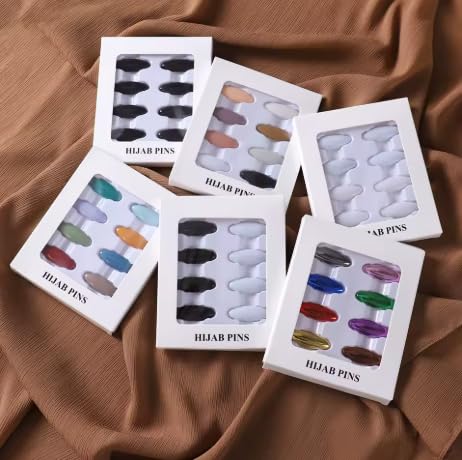Set of 8 decorative hijab pins by 7AGAT, safety brooch clips for scarves and shawls, featuring elegant design and secure fastening.