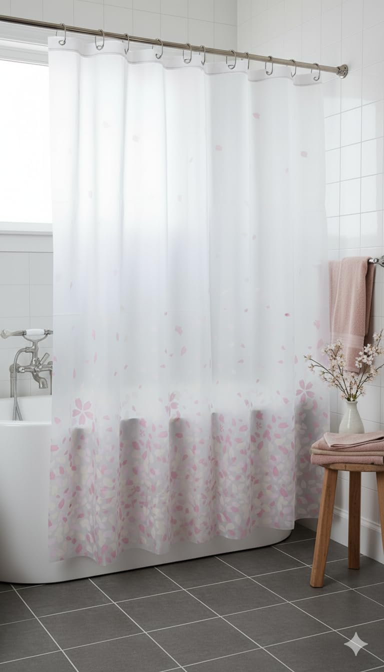 Waterproof 180x200 cm shower curtain with modern design and 12 hooks, suitable for home or hotel bathrooms by 7AGAT.