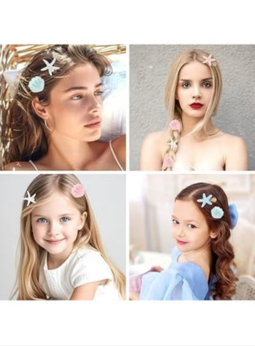 Starfish hair clips by 7AGAT, durable plastic claws with ocean-inspired design, secure grip for daily styling and special occasions.