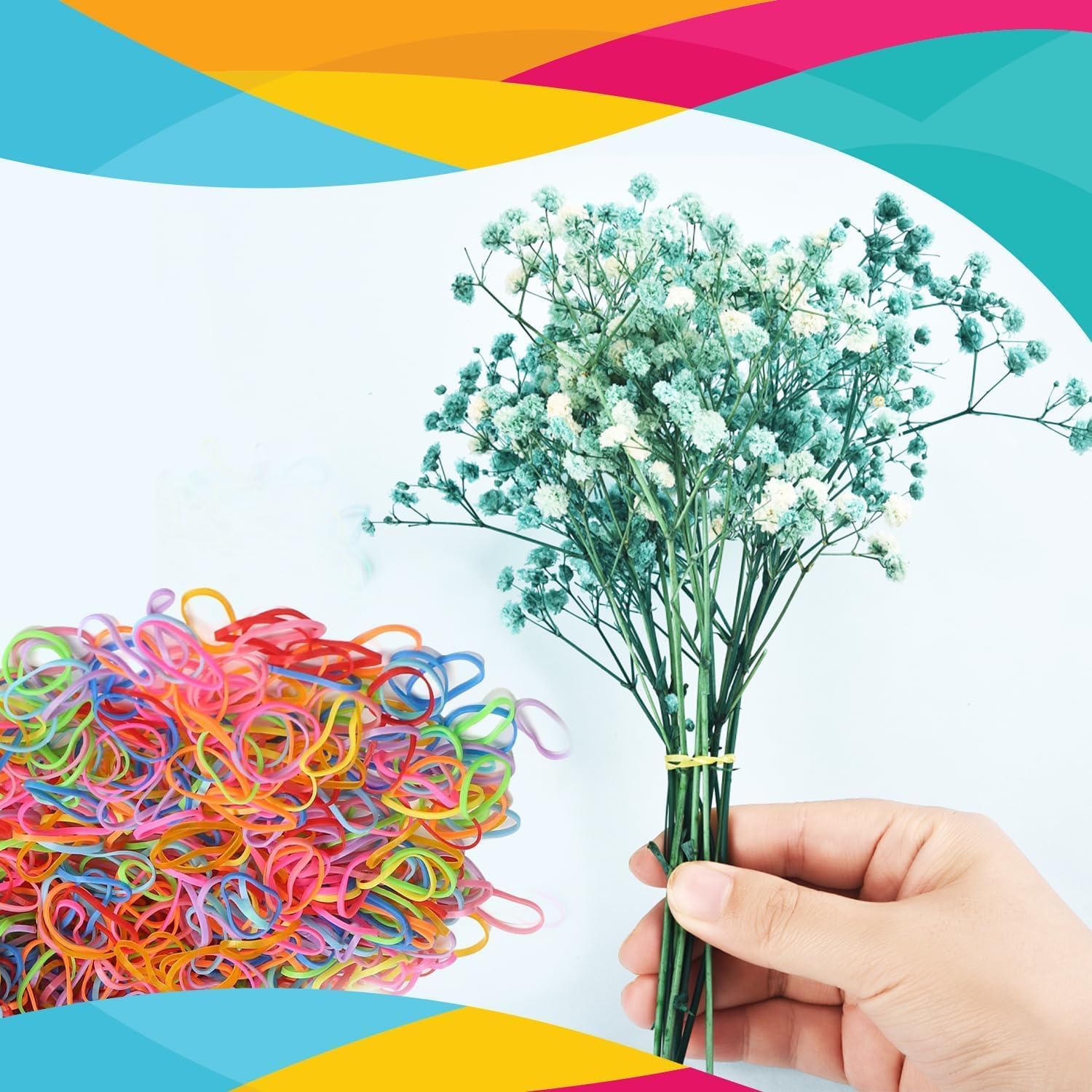 Set of 7AGAT elastic hair bands with colorful ponytail holders for women and kids, designed for secure hair styling.