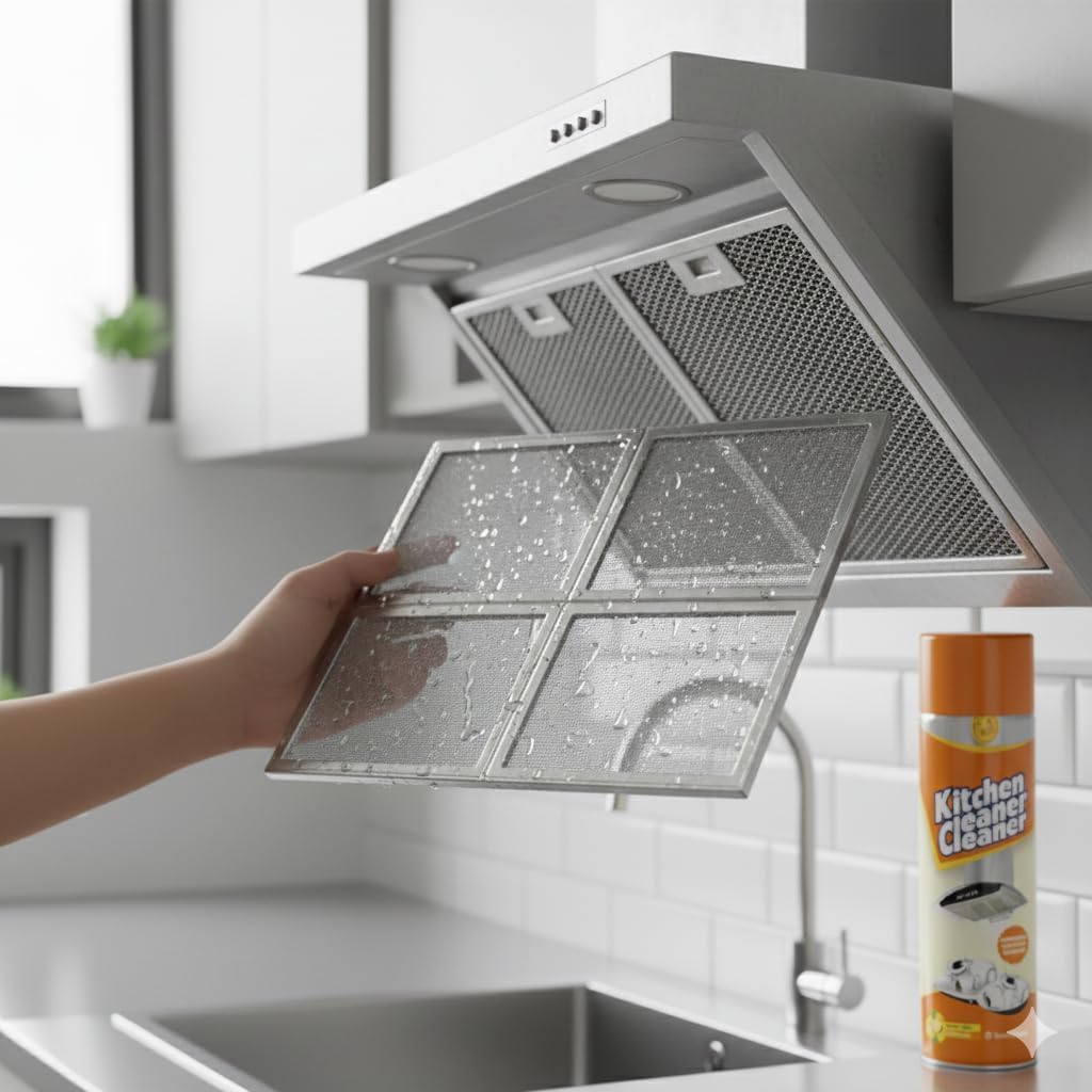 7AGAT Foam Bubble Kitchen Cleaner spray in 500ml bottle, plant-based formula for grease, oil, and stain removal in the kitchen.