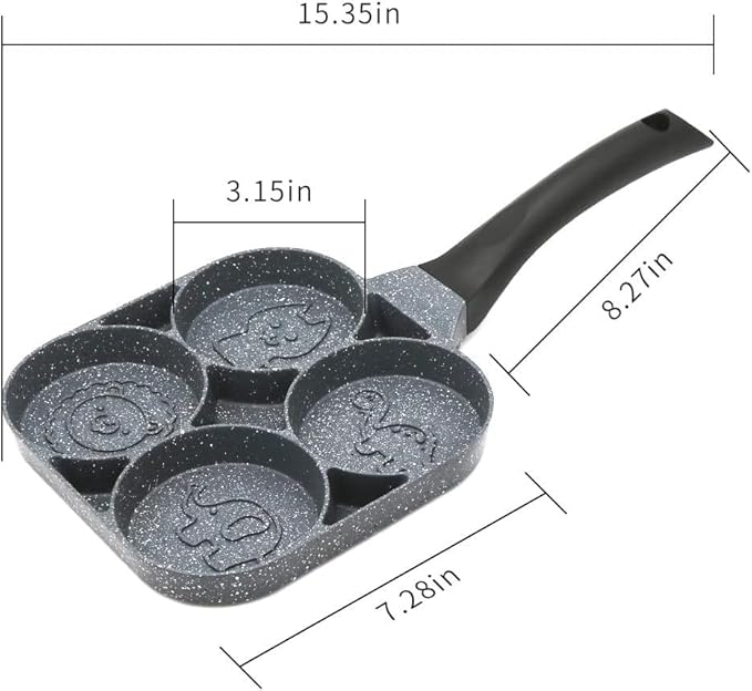7AGAT cartoon non-stick frying pan with animal shapes, suitable for pancakes and eggs, compatible with gas and induction stoves