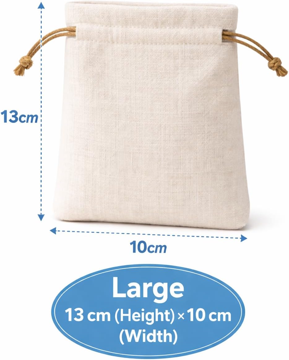 Set of 10 burlap gift bags with drawstrings, hessian jute linen pouches for wedding favors, party, and DIY crafts.