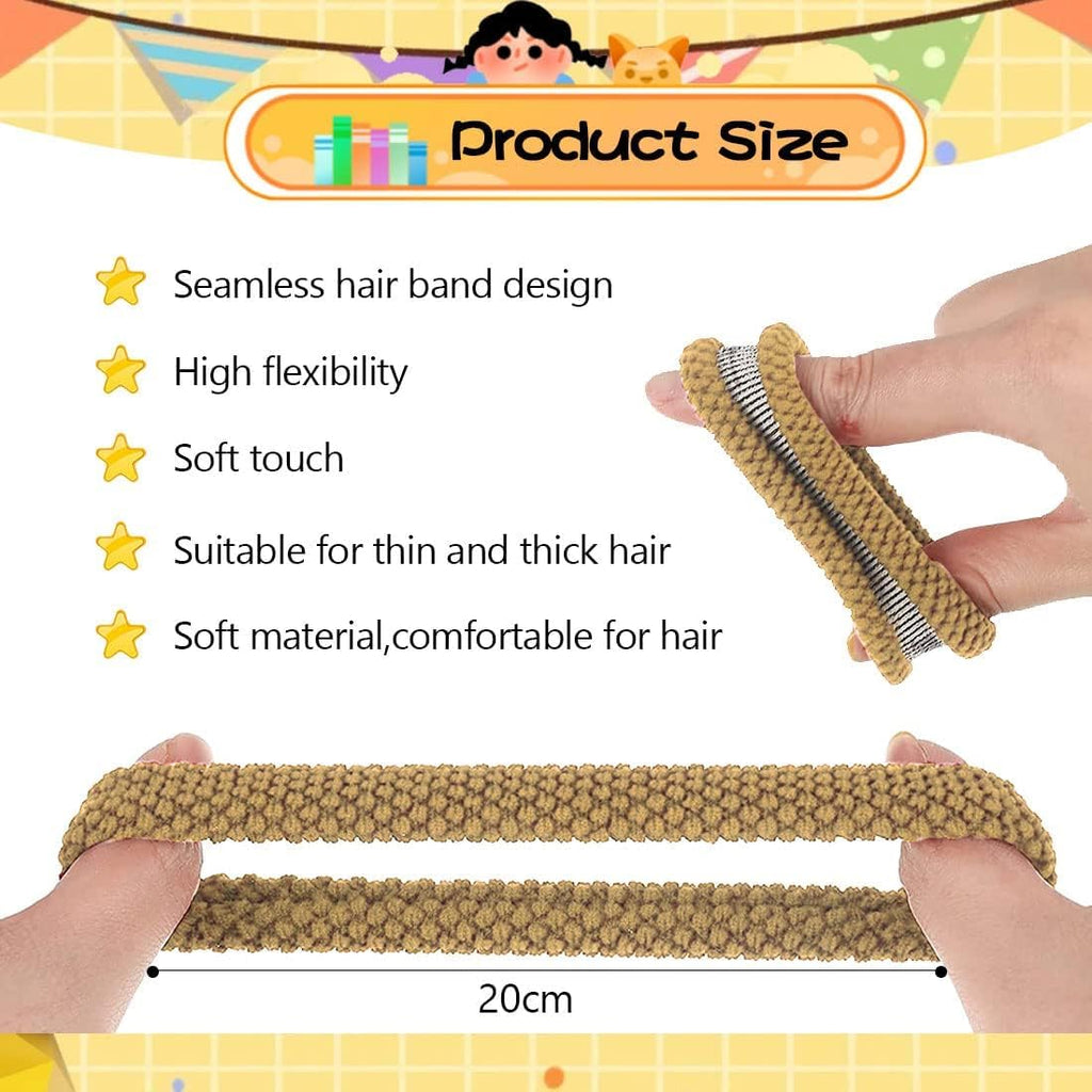 Six soft, seamless no-damage hair ties for women, elastic ponytail holders by 7AGAT, ideal for gentle hair styling.