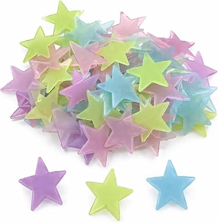 Set of 100 glow in the dark star stickers by 7AGAT, luminous wallpaper wall decor with double-sided adhesive for kids' rooms.