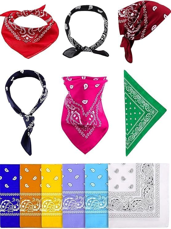 Unisex 7AGAT bandana scarf used as head wrap, neck cover, face mask, or handkerchief, made of lightweight fabric.