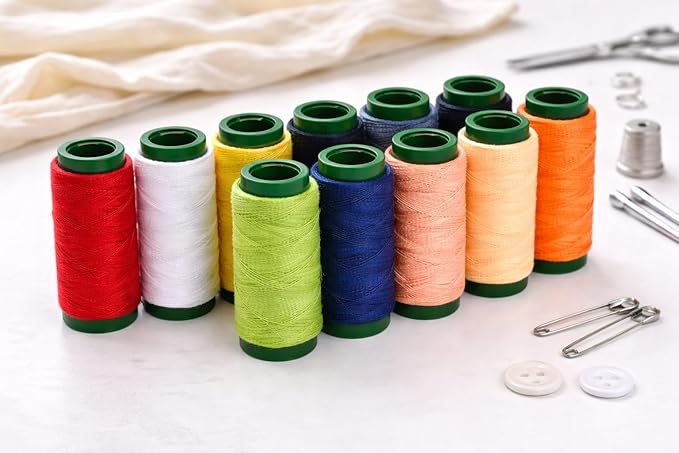 Multi-color sewing thread set with five spools by 7AGAT, portable sewing kit for DIY, repair, and tailoring projects.