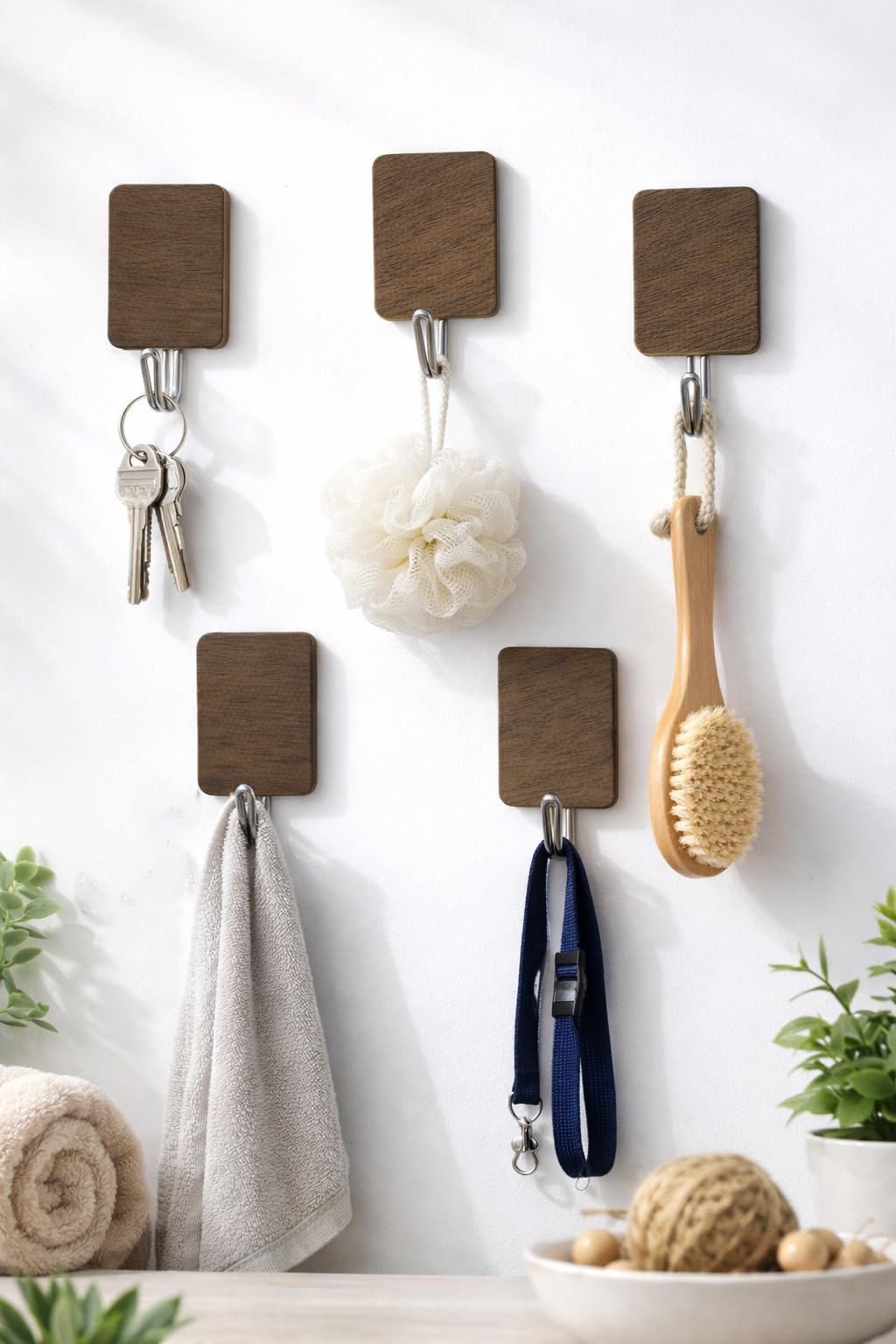 7AGAT heavy duty adhesive wall hooks for bathroom, kitchen, and bedroom, waterproof, no drilling needed, secure hanging solution