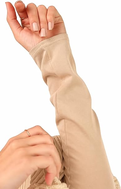 Cotton women's arm sleeves by 7AGAT, showcasing stretchable, breathable fabric for sports and daily modest coverage.