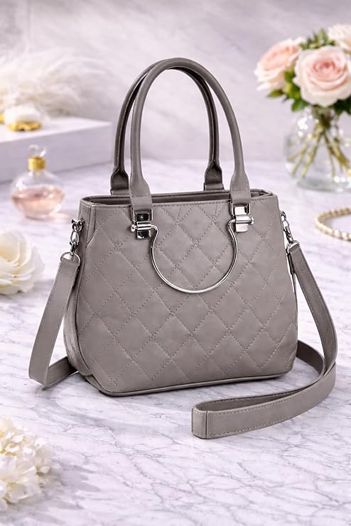 7AGAT women's handbag with stylish shoulder and crossbody design, casual and evening purse in black leather.