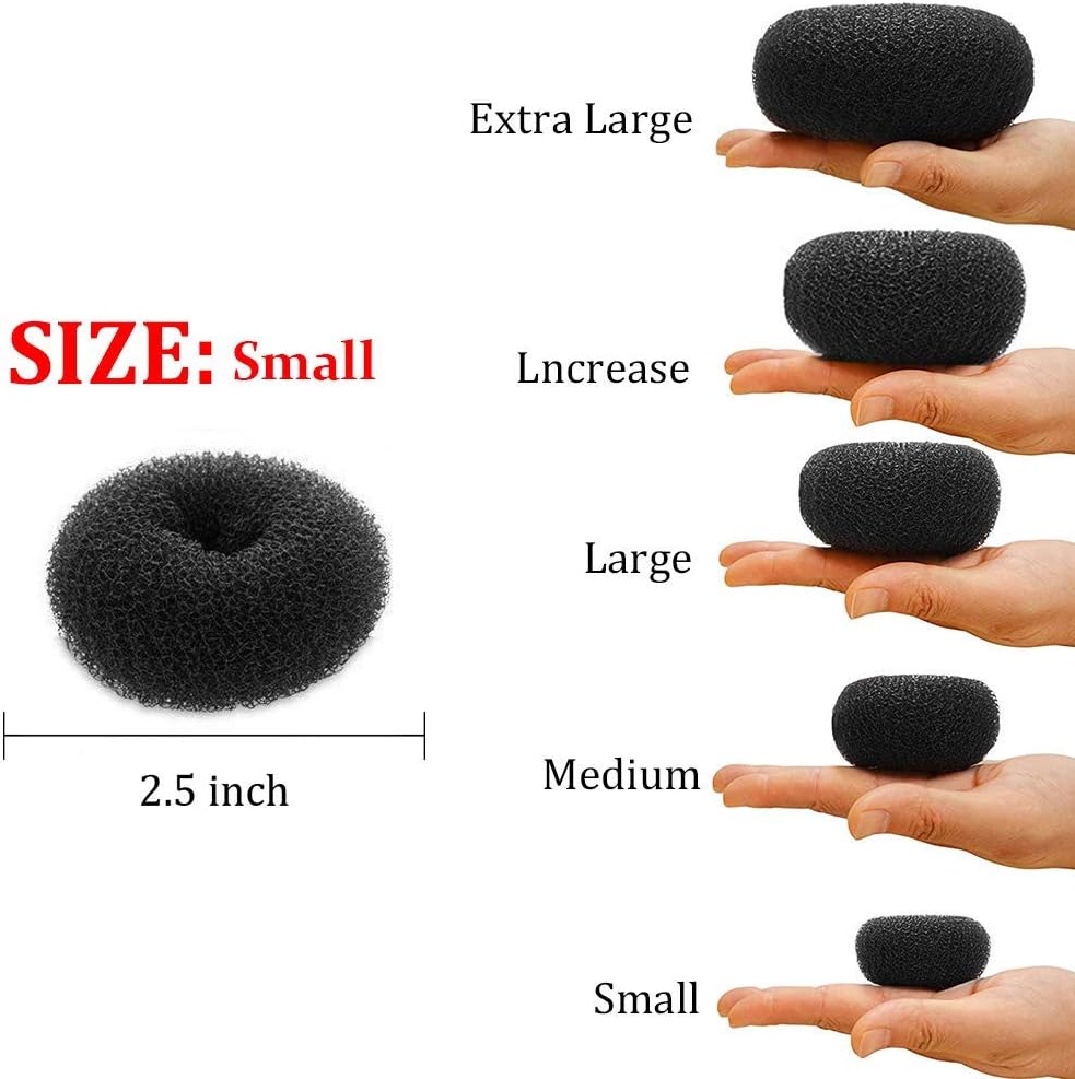 Two 7AGAT hair donut bun makers in ring style for creating buns on short and thin hair, shown in black on a white background.