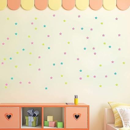 Set of 100 glow in the dark star stickers from 7AGAT, luminous wall decor with double-sided adhesive for kids' room ceiling and wall decoration.