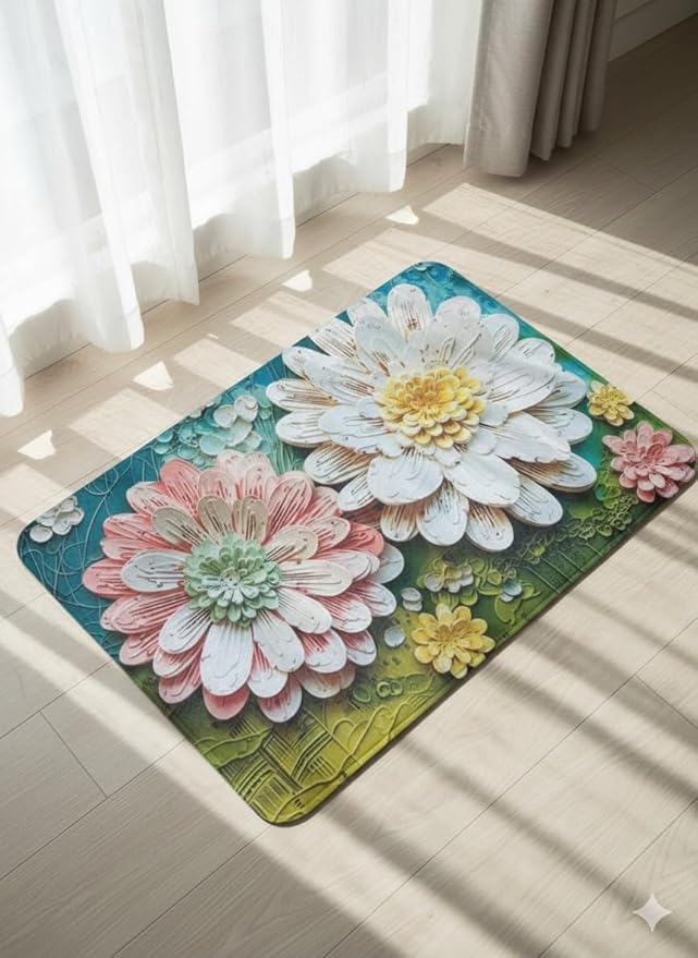 7AGAT non-slip decorative bath rug with soft absorbent surface, ideal for bedroom, living room, kitchen, or bathroom floors.