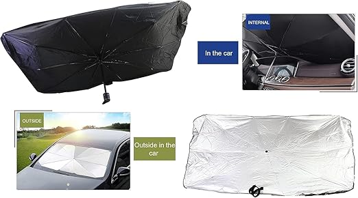 Foldable 7AGAT car windshield sunshade umbrella with reflective coating, UV protection, and universal fit for effective sun blocking.
