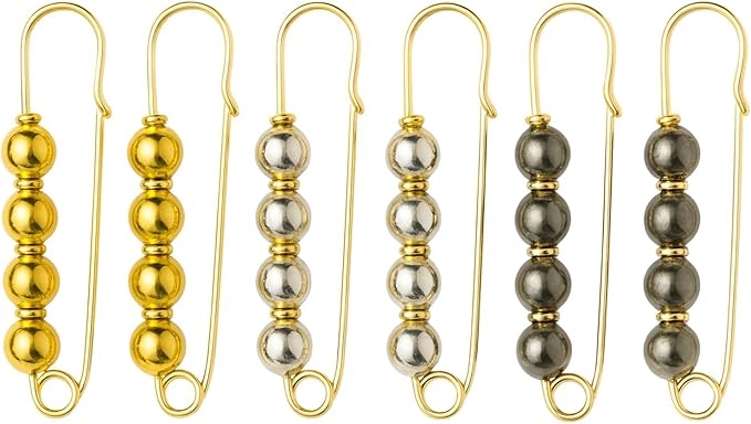 Decorative beaded safety hijab pin with crystal accents from 7AGAT, featuring a stylish multi-purpose design and intricate details.