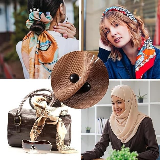Set of 12 cute scarf brooch pins for hijabs, Muslim headscarves, and shawls, featuring decorative hijab clips by 7AGAT.