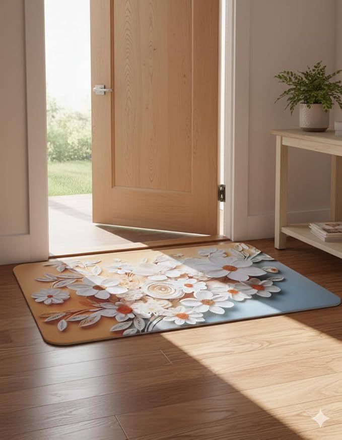 7AGAT non-slip decorative bath rug, soft absorbent indoor floor mat for bedroom, living room, kitchen, and bathroom.