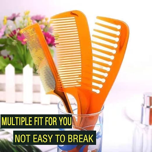 7AGAT 4-piece brown hair comb set with fine and wide tooth combs for professional styling, teasing, and parting for all hair types.